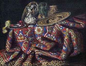 Francesco Noletti, Nature morte au tapis.