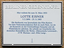 Berliner Gedenktafel Marbacher Str 18 (Wilmd) Lotte Eisner.jpg