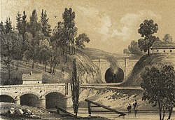 Jižní portál Tatenického tunelu v roce 1845