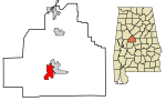 Bibb County Alabama Incorporated and Unincorporated areas Brent Highlighted 0109136.svg