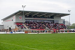 Birmingham Moseley Rugby Grandstand, pictured in 2018 Birmingham Moseley Rugby Grandstand.jpg