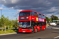 Stagecoach London Alexander Dennis Enviro400EV on route 180 in Abbey Wood in July 2022