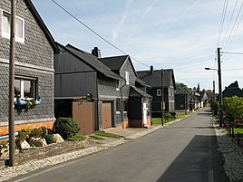 Dorfstrasse at the north-western entrance to the village