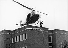 GSG 9 troopers disembarking from a helicopter in 1978 Bundesarchiv B 145 Bild-F054217-0020, Bundesgrenzschutz, GSG 9.jpg