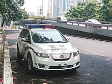 BYD e6 electric police car in Shenzhen, China. Byd e6 police car shenzhen.jpg