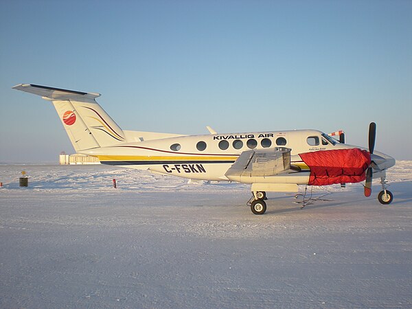 A Beech 200 of Kivalliq Air, operating as Blizzard 203 (medevac)