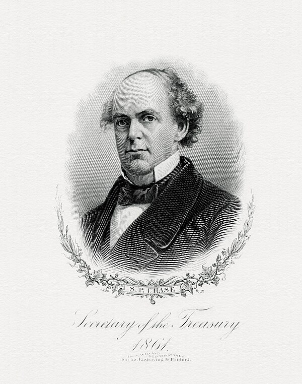 Bureau of Engraving and Printing portrait of Chase as Secretary of the Treasury