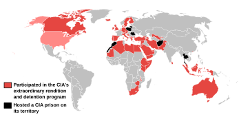 CIA's Extraordinary Rendition and Detention Program - countries involved in the program, according to the 2013 Open Society Foundations' report on torture CIA Secret Prisons.svg