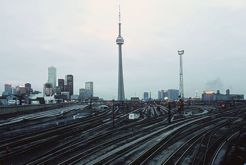 File:CN Tower from a Railroad Perspective -- 3 Photos (34897154845).jpg