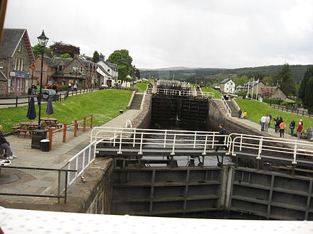 Lock gates on the Caledonian Canal at Fort Augustus