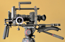 A 5D Mark II with follow focus, matte box and other cinematography equipment Canon 5d MkII Cinema Rig.png