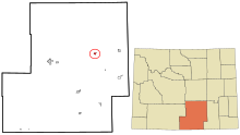 Zonele Carbon County Wyoming încorporate și necorporate Hanna relief.svg