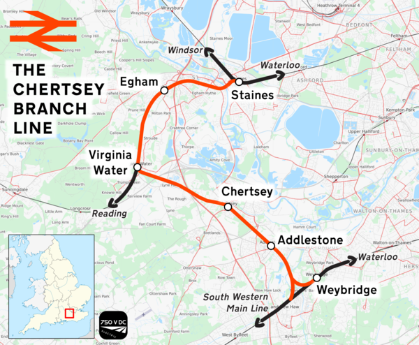 Map Of Chertsey And Surrounding Area Chertsey Branch Line - Wikiwand