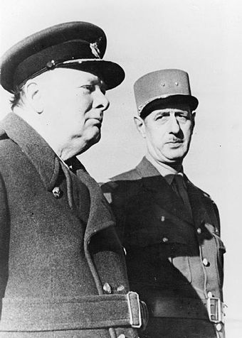 Winston Churchill, Premier ministre du Royaume-Uni et Charles de Gaulle, chef de la France libre à Marrakech.