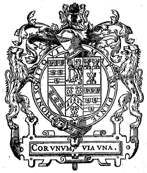 Coat of arms of William Cecil as found in John Gerard's The herball or Generall historie of plantes (1597)
