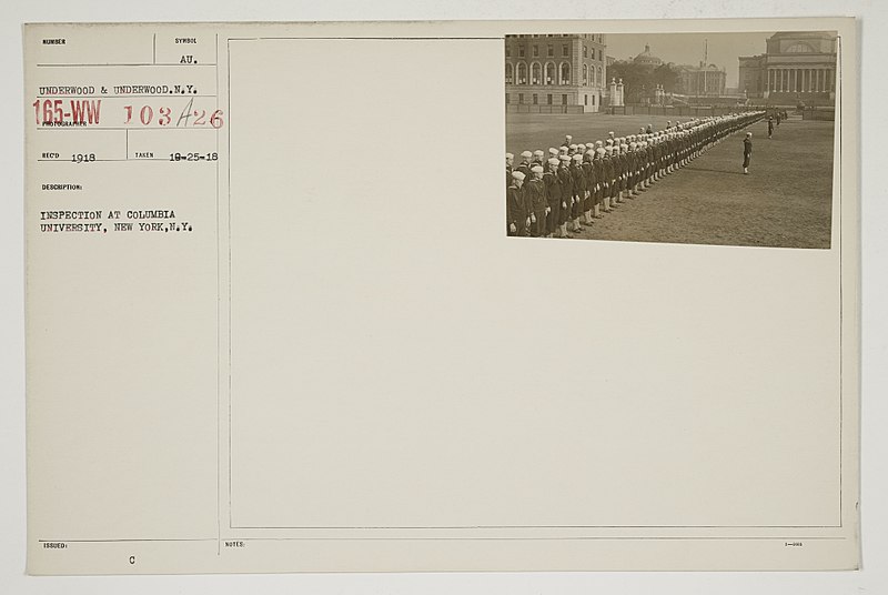 File:Colleges and Universities - Columbia University - Inspection at Columbia University, New York, New York - NARA - 26425614.jpg