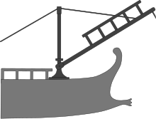 The corvus, the Roman ship boarding device Corvus.svg