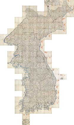 Daedongyeojido (O grande mapa da Terra Oriental) é um mapa da Coreia feito em 1861. Apesar de não utilizar técnicas modernas de cartografia, é praticamente idêntico aos mapas atuais. (definição 609 × 1 024)