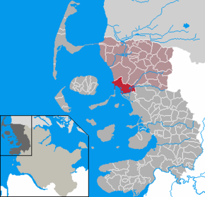 Poziția Dagebüll pe harta districtului Nordfriesland