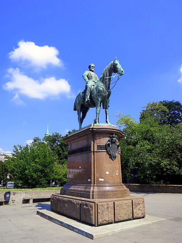 The Equestrian statue of Ludwig IV on the Friedensplatz in Darmstadt