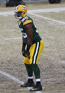 Jones on the field as a Packer during a game