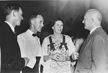 Dave Laughton, Ted Hill, Eleanor Hill, Sir Edward Beetham, Governor of Trinidad & Tobago, 1957.jpg