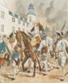 Louis-Joseph de Montcalm, Lugarteniente-General de las Armadas, Nouvelle-France, mortalmente herido en la Batalla de las Llanuras de Abraham (13 de septiembre de 1759).