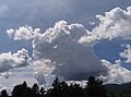 Developing cumulonimbus calvus over mountain; orographic cloud