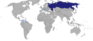 Map of diplomatic missions of South Ossetia
.mw-parser-output .legend{page-break-inside:avoid;break-inside:avoid-column}.mw-parser-output .legend-color{display:inline-block;min-width:1.25em;height:1.25em;line-height:1.25;margin:1px 0;text-align:center;border:1px solid black;background-color:transparent;color:black}.mw-parser-output .legend-text{}
South Ossetia
South Ossetian embassy
South Ossetian representative office
South Ossetian embassy, non-resident Diplomatic missions of South Ossetia.svg