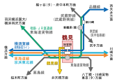 鶴見駅から分岐するJR路線