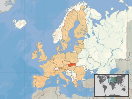 Европ тив, түүн дотроо Европын Холбоон (улбар шар) дахь Словак улс/орны (улаан) байршил