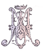 Escudo de la hermandad, compuesto por el anagrama de María.