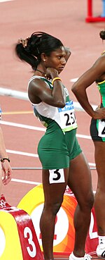 Trained for speed. This sprinter's powerfully developed glutes, thighs, hamstrings and core help her to generate power effectively both in her initial isometric press at the starting blocks and throughout the race. Ene Franca Idoko.jpg