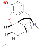Chemická struktura ethyldihydromorfinu.