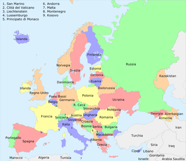 Mappe politeche de l'Europe a 'u 2007