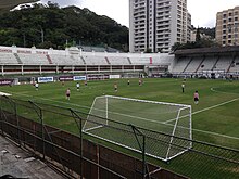 Exeter City warming up at Estadio das Laranjeiras ahead of their pre-season friendly against Fluminense U23s in 2014. Exeter City in Brazil.JPG