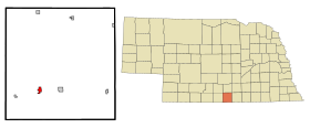 Franklin County Nebraska Incorporated and Unincorporated areas Bloomington Highlighted.svg