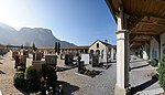 Hatlerdorf cemetery with atrium including funeral chapel and crucifix