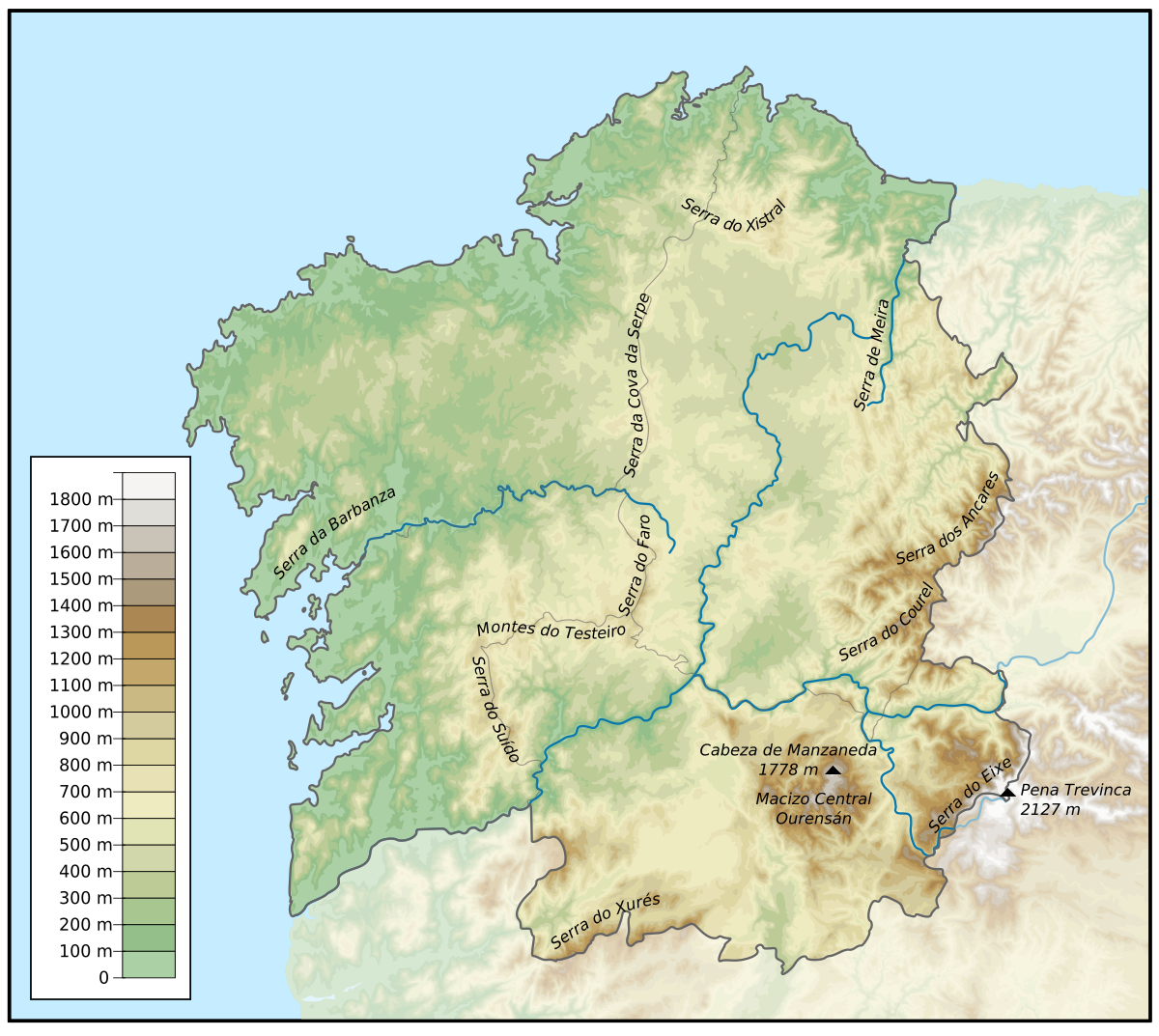 mapa fisico de galicia sierras Geografía de Galicia   Wikipedia, la enciclopedia libre