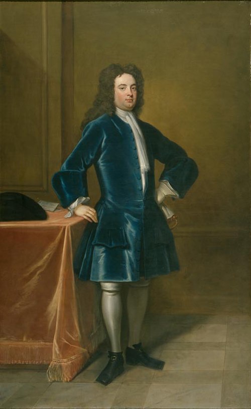 George II Treby (c. 1684–1742), of Plympton House, Secretary of State for War 1718–1724. Portrait c. 1720, School of Godfrey Kneller (1646–1723). Brit