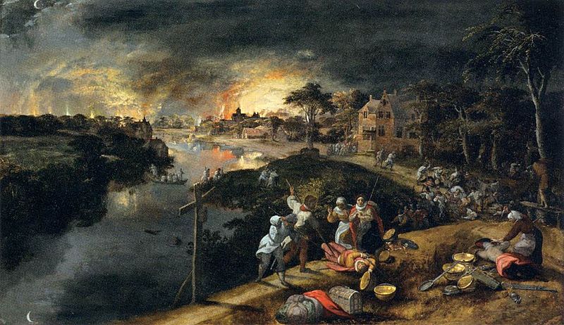 File:Gillis Mostaert - Scene of War and Fire - WGA16294.jpg