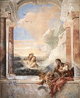 Η Θέτις παρηγορεί τον Αχιλλέα, νωπογραφία, 1757, Βιτσέντσα, Villa Valmarana “ai Nani”