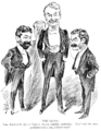 Image 10 Gilbert and Sullivan Image credit: Alfred Bryan Gilbert and Sullivan created fourteen comic operas, including H.M.S. Pinafore, The Pirates of Penzance, and The Mikado, many of which are still frequently performed today. However, events around their 1889 collaboration, The Gondoliers, led to an argument and a lawsuit dividing the two. In 1891, after many failed attempts at reconciliation by the pair and their producer, Richard D'Oyly Carte, Gilbert and Sullivan's music publisher, Tom Chappell, stepped in to mediate between two of his most profitable artists, and within two weeks he had succeeded. This cartoon in The Entr'acte expresses the magazine's pleasure at the reuniting of D'Oyly Carte (left), Gilbert (centre), and Sullivan (right). More featured pictures