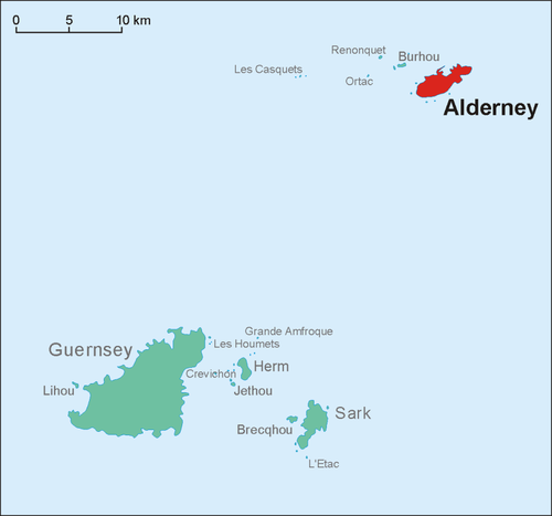 Map of Guernsey within the Bailiwick