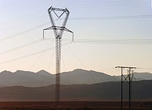 Guyed "Delta" transmission tower (a combination of guyed "V" and "Y") in Nevada. Guyed Delta Transmission Tower.jpg