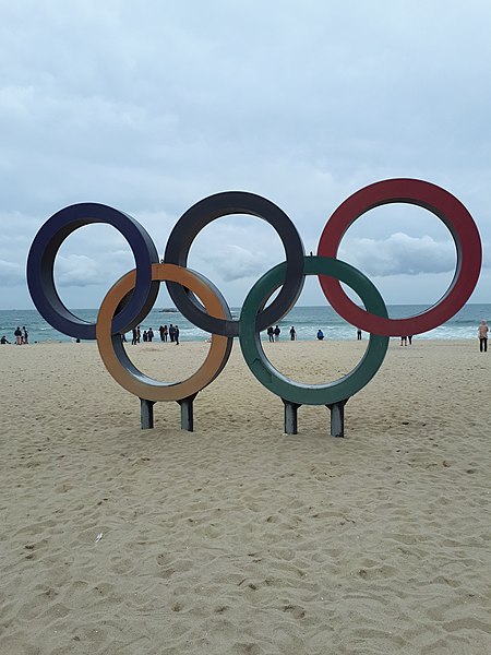 Olympic Rings in Gyeongpo Beach in May 2018