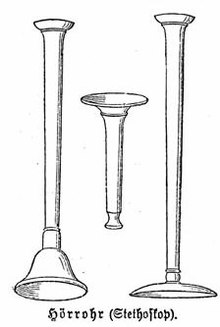 Early stethoscopes Horrohr Stethoskop Meyers 1890.jpg