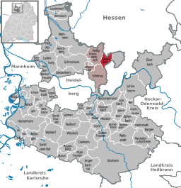 Läget för Heddesbach i Rhein-Neckar-Kreis
