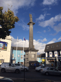 Monument to Daniel O'Connell in O'Connell Square, the site of the old courthouse where he won the Clare by-elections in 1828.