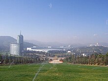 A distant view of the Hongta Group Headquarters (Hongta cigarette company)